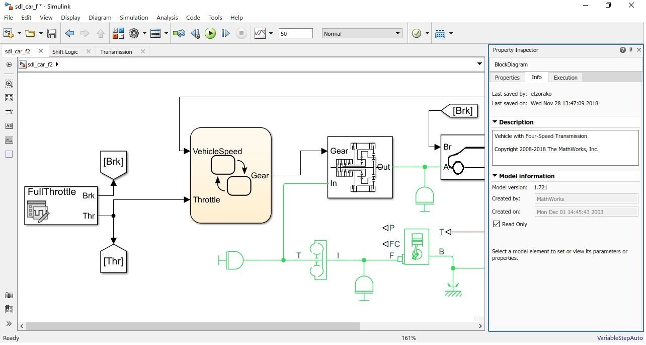 Figure 2. Property Inspector view showing model description.