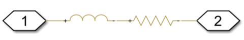 Equivalent circuit to the Small Rectangular block as a Simscape model.