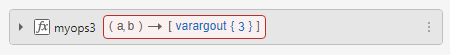 Entry Points pane, showing function myops3 with 3 outputs
