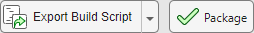 Two buttons labeled Export Build Script and Package