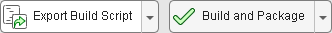 Two buttons labeled Export Build Script and Build and Package