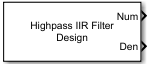 Highpass IIR Filter Design block icon