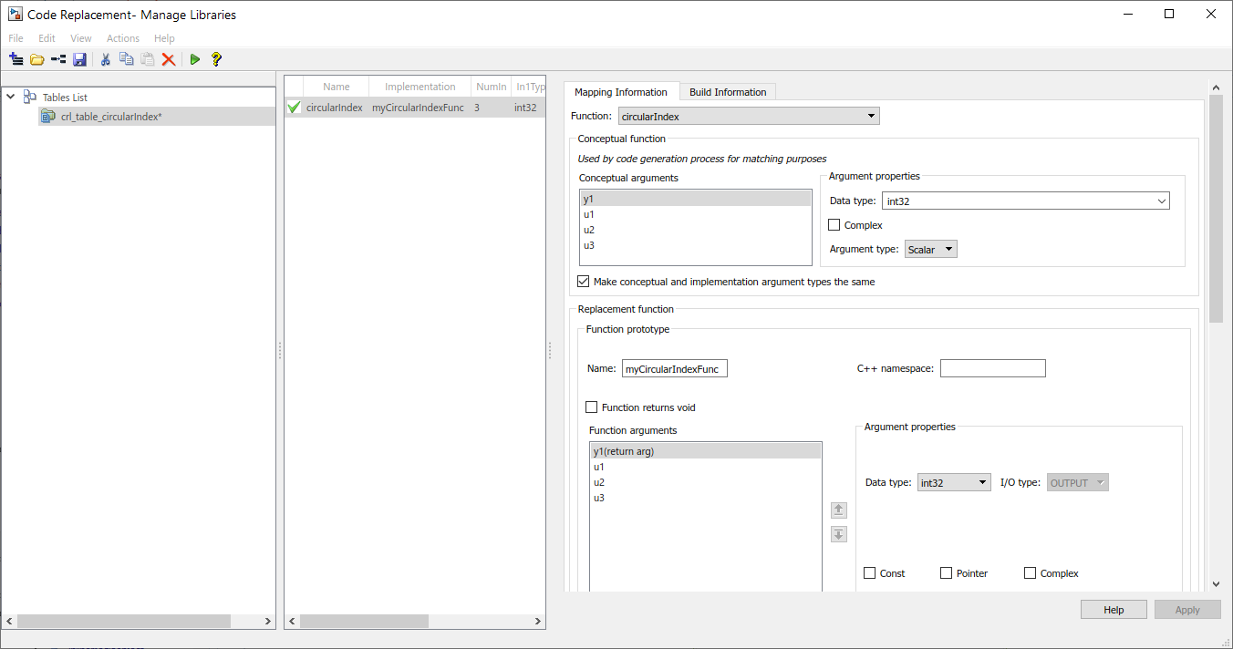 Code replacement tool showing an entry for the circularIndex function.