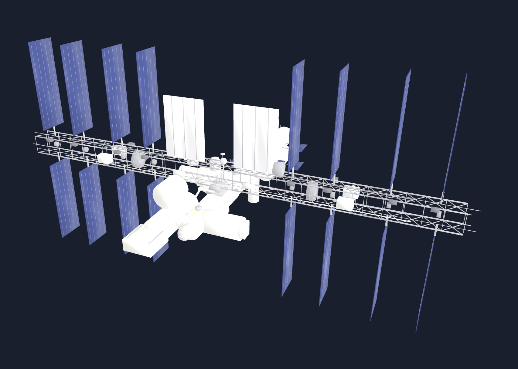 Build International Space Station (ISS) 3D Asset Using Primitive Shapes