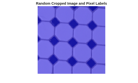 Figure contains an axes object. The hidden axes object with title Random Cropped Image and Pixel Labels contains an object of type image.