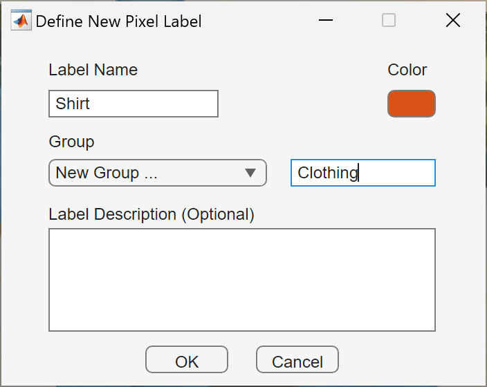 This dialog box enables you to define a new pixel label.