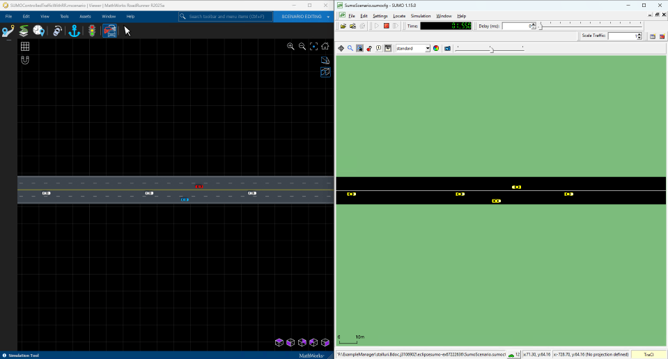 SUMO Traffic Simulation with RoadRunner Scenario