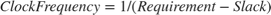 $$Clock Frequency = 1/(Requirement-Slack)$$