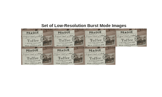 Figure contains an axes object. The hidden axes object with title Set of Low-Resolution Burst Mode Images contains an object of type image.