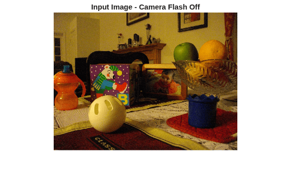 Figure contains an axes object. The hidden axes object with title Input Image - Camera Flash Off contains an object of type image.