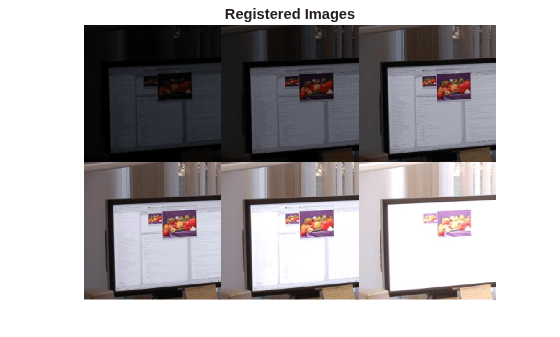 Figure contains an axes object. The hidden axes object with title Registered Images contains an object of type image.