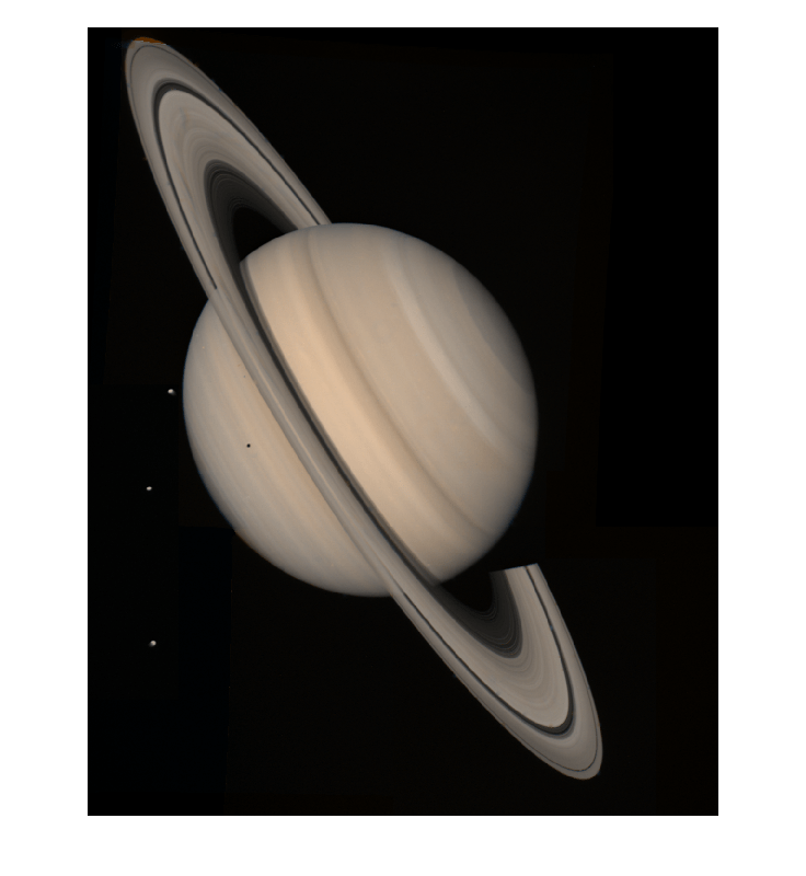 Figure Saturn contains an axes object. The hidden axes object contains an object of type image.