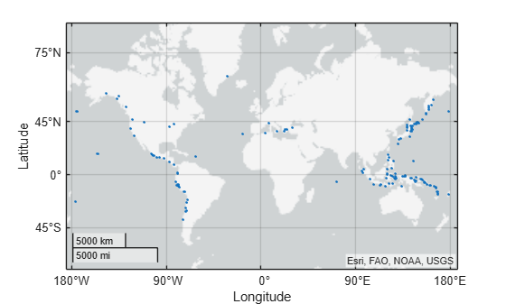 Figure contains an axes object with type geoaxes. The geoaxes object contains an object of type point.