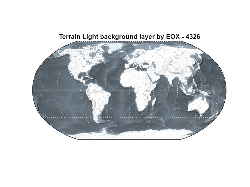 Figure contains an axes object. The hidden axes object with title Terrain Light background layer by EOX - 4326 contains 4 objects of type patch, surface, line.