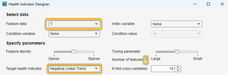 The Feature data menu is the top-left menu in the Select data option set.
