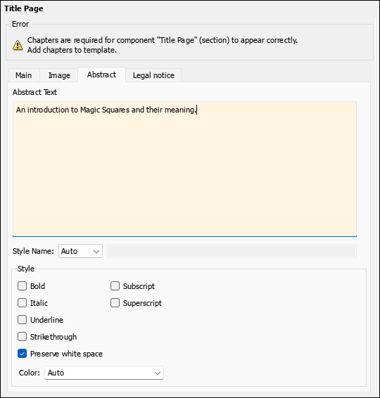 Right pane with the Abstract tab selected. The abstract reads "An introduction to Magic Squares and their meaning."