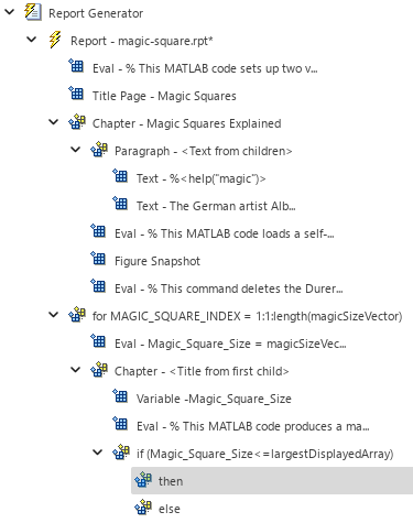 Outline in left pane with then component displaying above the else component.