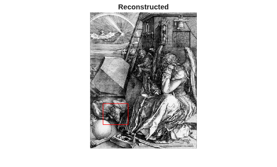 Figure contains an axes object. The hidden axes object with title Reconstructed contains 2 objects of type image, line.