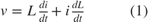 $v=L{di\over dt}+i{dL\over dt}\quad\quad\quad(1)$