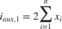 $i_{aux,1} = 2 \displaystyle\sum_{i=1}^{n} x_i$