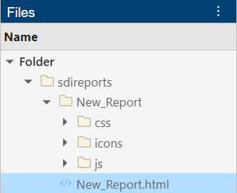 Location of the html file and corresponding report folder in the Files pane