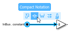 Pointer paused on Compact Notation button for In Bus Element block