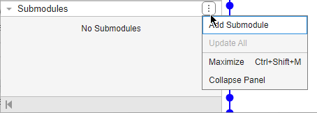Submodules section with the cursor expanding the options