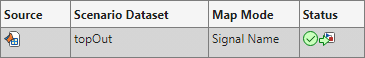 Scenario data set topOut status shows a green check mark and an applied-to-model icon