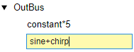 Bus hierarchy with edit box under constant*5 and cursor after sine+chirp