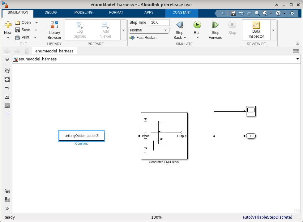 Simulate FMU with Enum Type Ports Using FMU Import Block