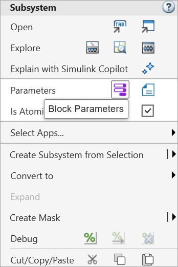 Block Parameters button.