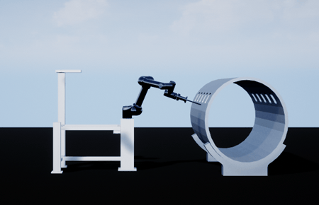 Robotic arm with the 3D shape and other components in the 3D environment.