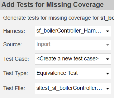 Add Tests for Missing Coverage dialog box