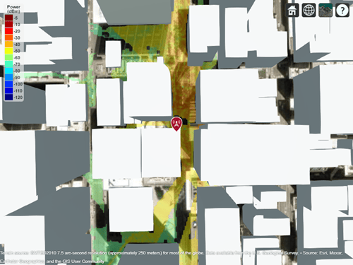 The same Site Viewer with a coverage map that includes more in-service areas