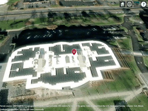 Transmitter site displayed over satellite imagery