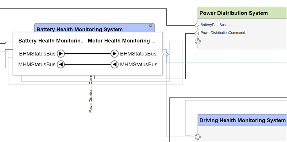 Connection information after pausing on a connector.