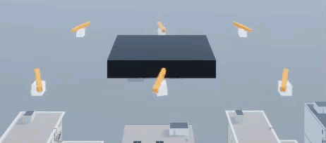 Hexarotor UAV simulation in 3D environment with tilting motors and spinning rotors