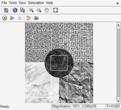 Figure ROI in Input Image contains an axes object and other objects of type uiflowcontainer, uimenu, uitoolbar. The hidden axes object contains an object of type image.