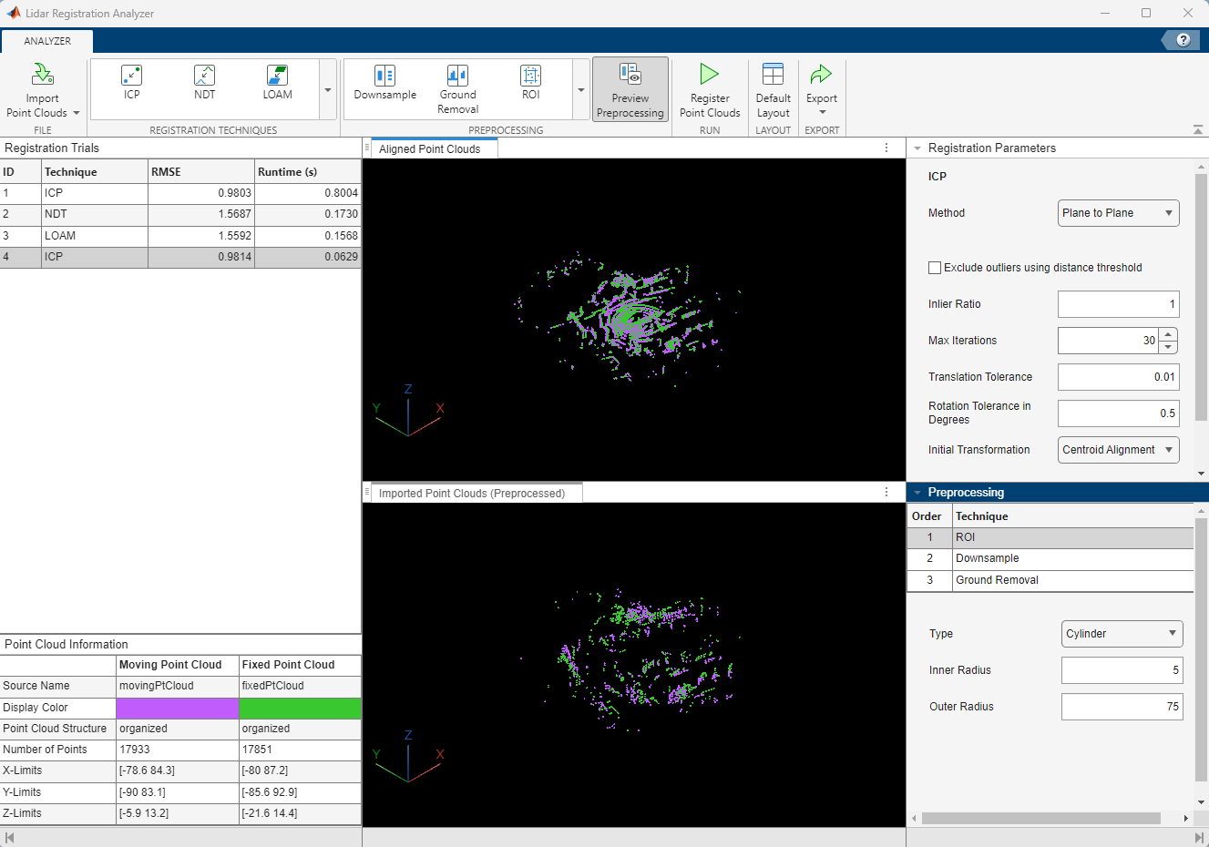 Lidar Registration Analyzer App