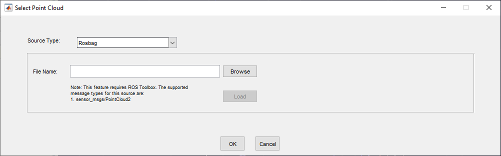 Import Rosbag dialog box