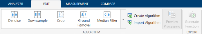 Edit tab of the Point Cloud Analyzer app