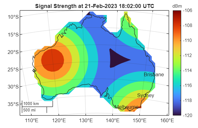 Coverage map for a satellite constellation