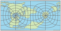 World map using Cassini projection