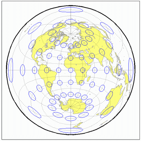 World map using equidistant azimuthal projection