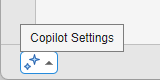 Copilot status indicator in the lower left corner of the desktop showing the Copilot Settings option