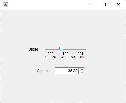 Slider-spinner component in a UI figure window