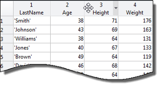 Variables editor, table view, with third column prepared to be reordered