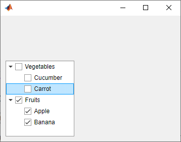 Check box tree. The node with text "Carrot" has a blue highlight.