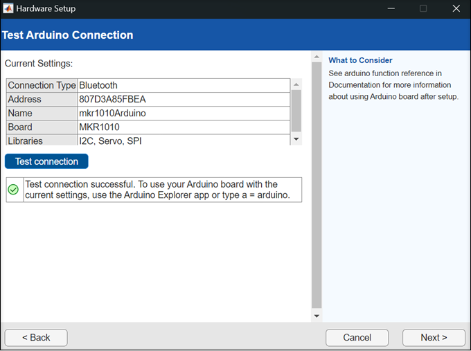 Test Arduino hardware board with Bluetooth connection