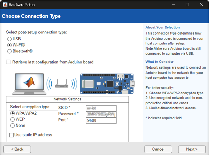 Arduino hardware board setup - WiFi